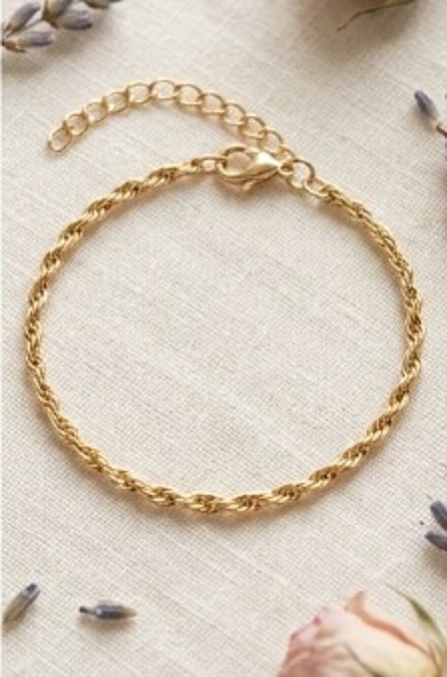 NWT 18k Gold Plated Rope Chain Bracelet | Tarnish-Free Dainty Vintage Style